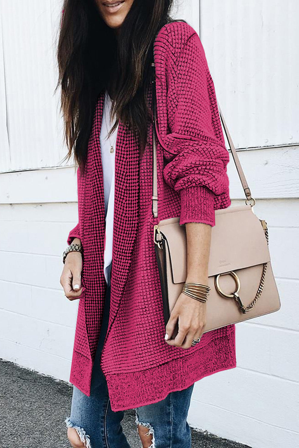 Contrast Trim Casual Knit Cardigan