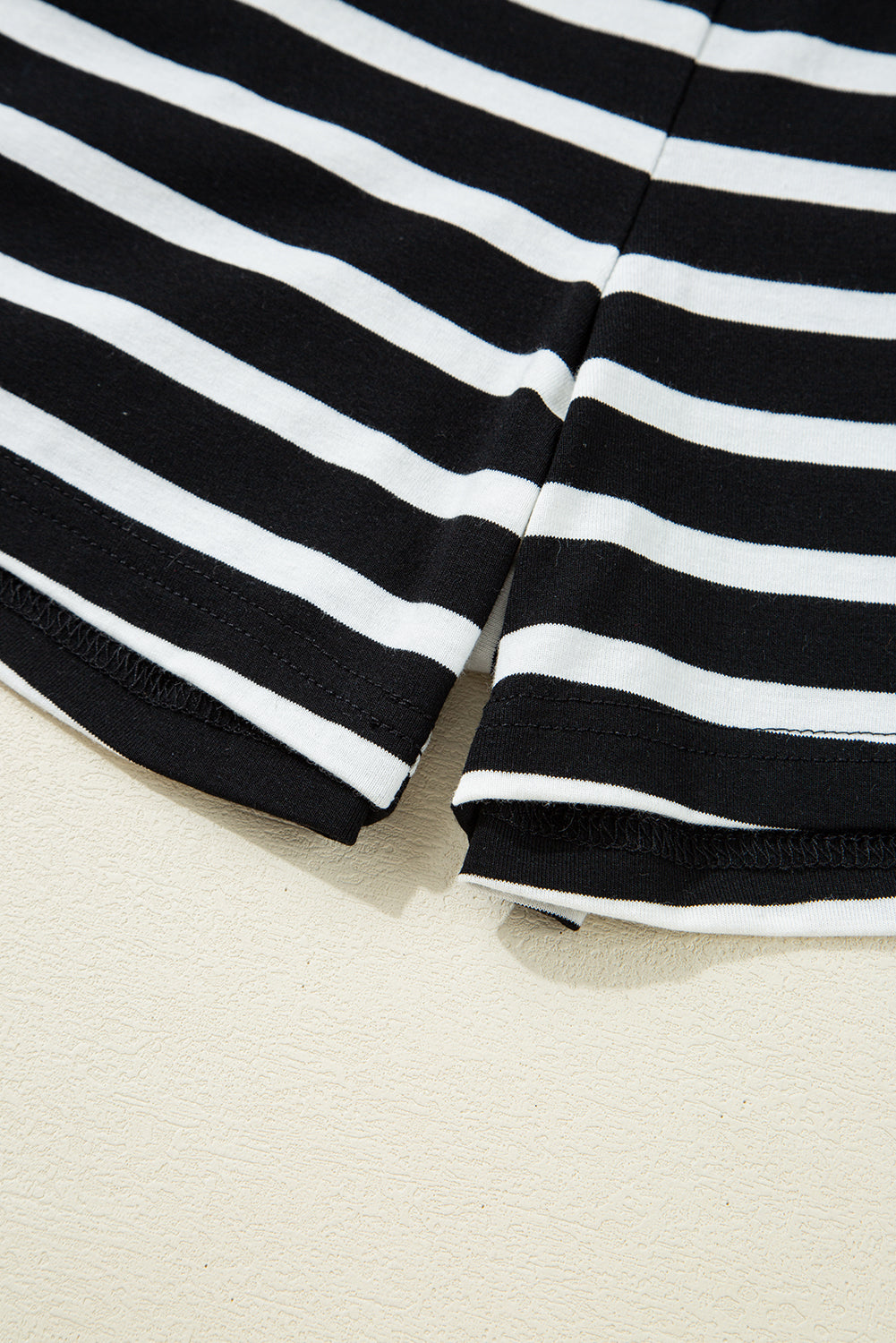 Black White Striped Short Sleeve Tee and Shorts Set