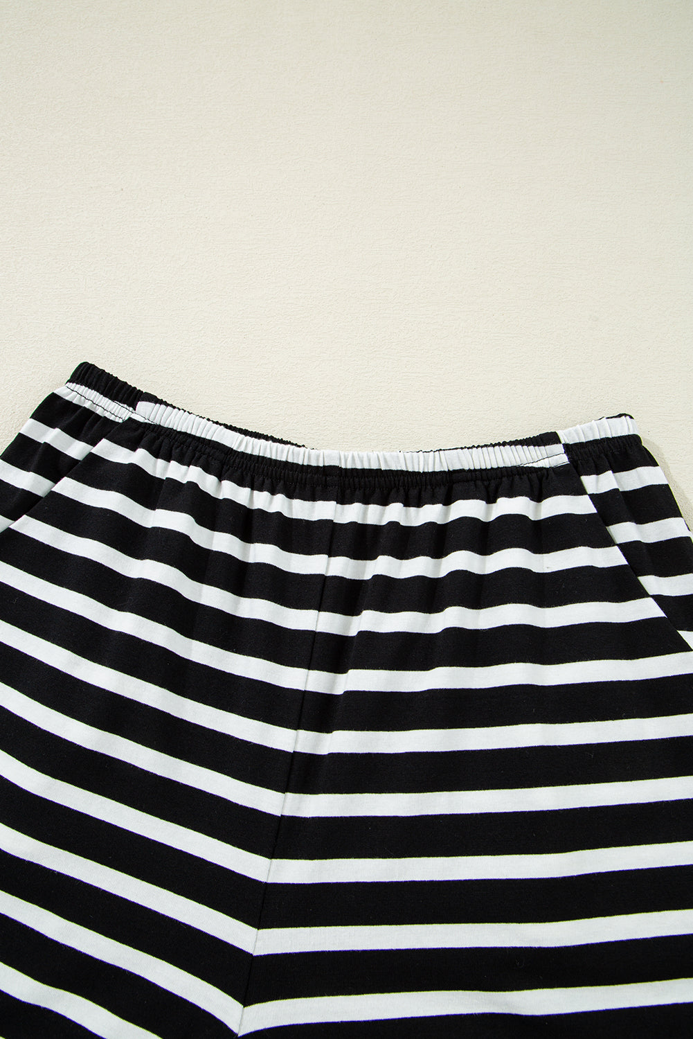 Black White Striped Short Sleeve Tee and Shorts Set
