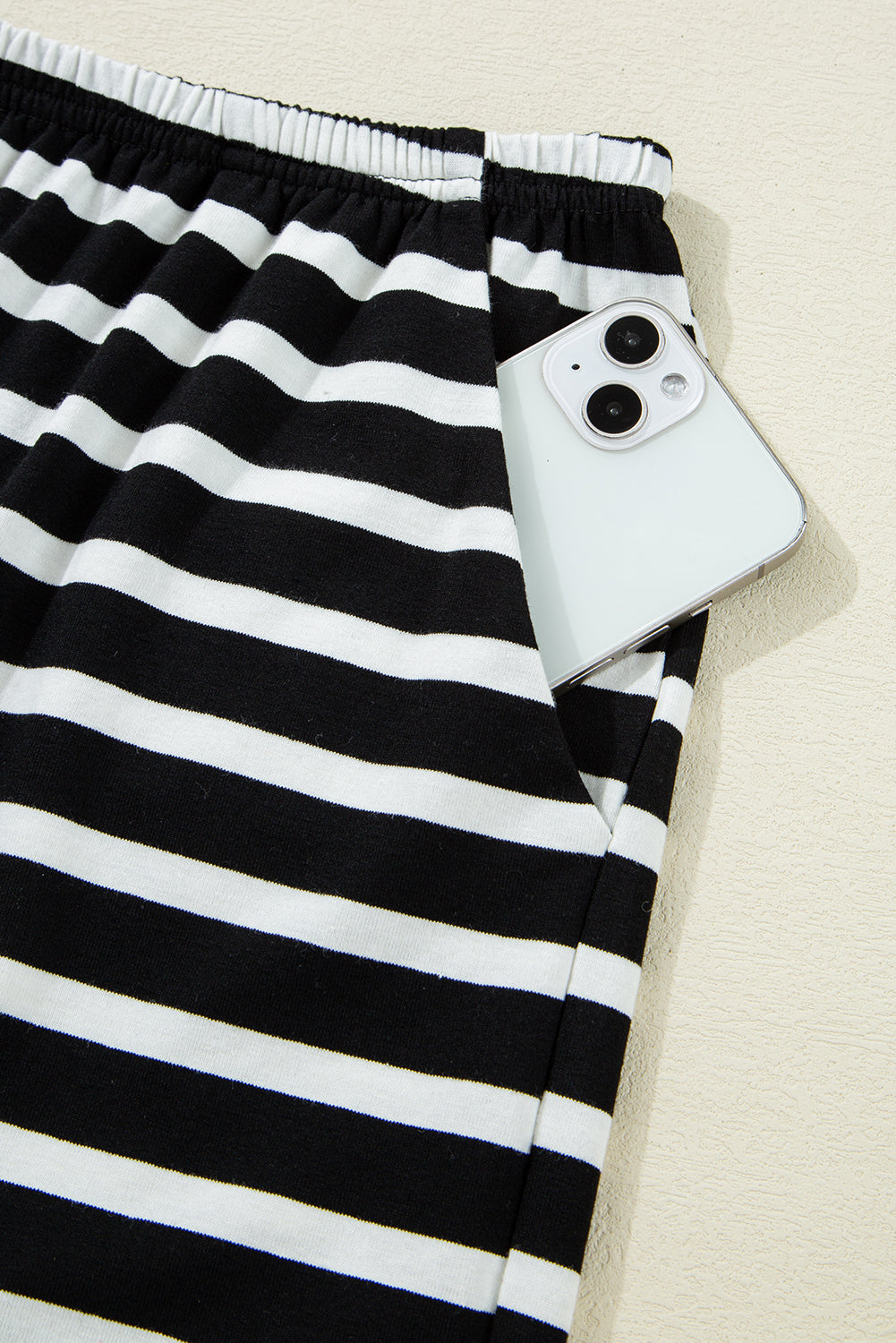 Black White Striped Short Sleeve Tee and Shorts Set