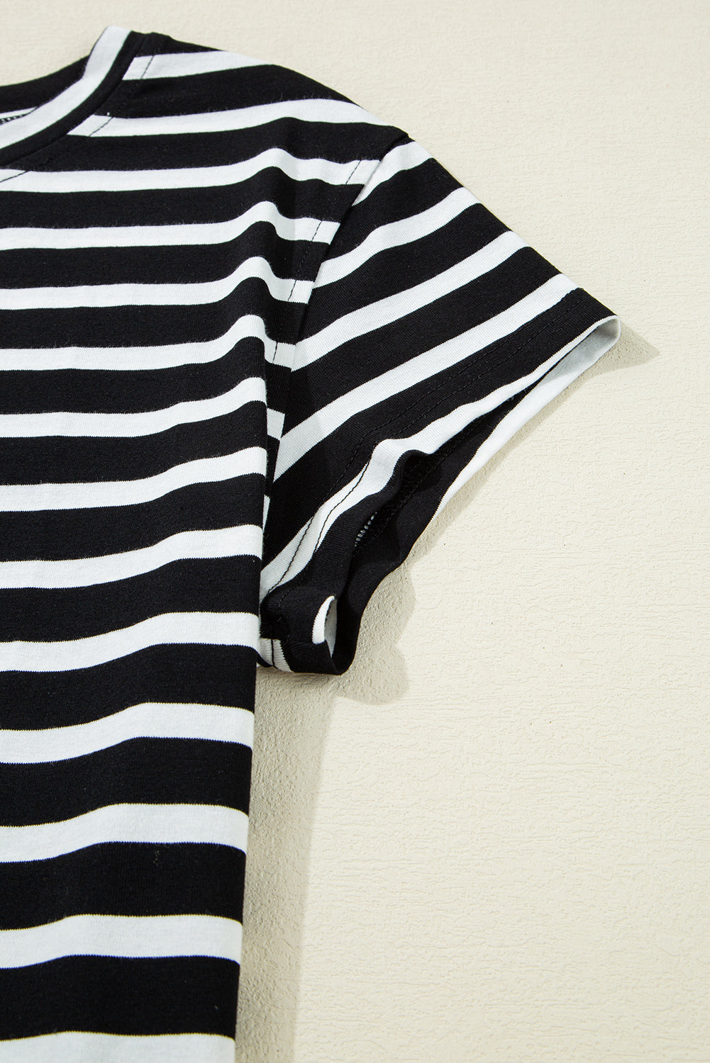 Black White Striped Short Sleeve Tee and Shorts Set