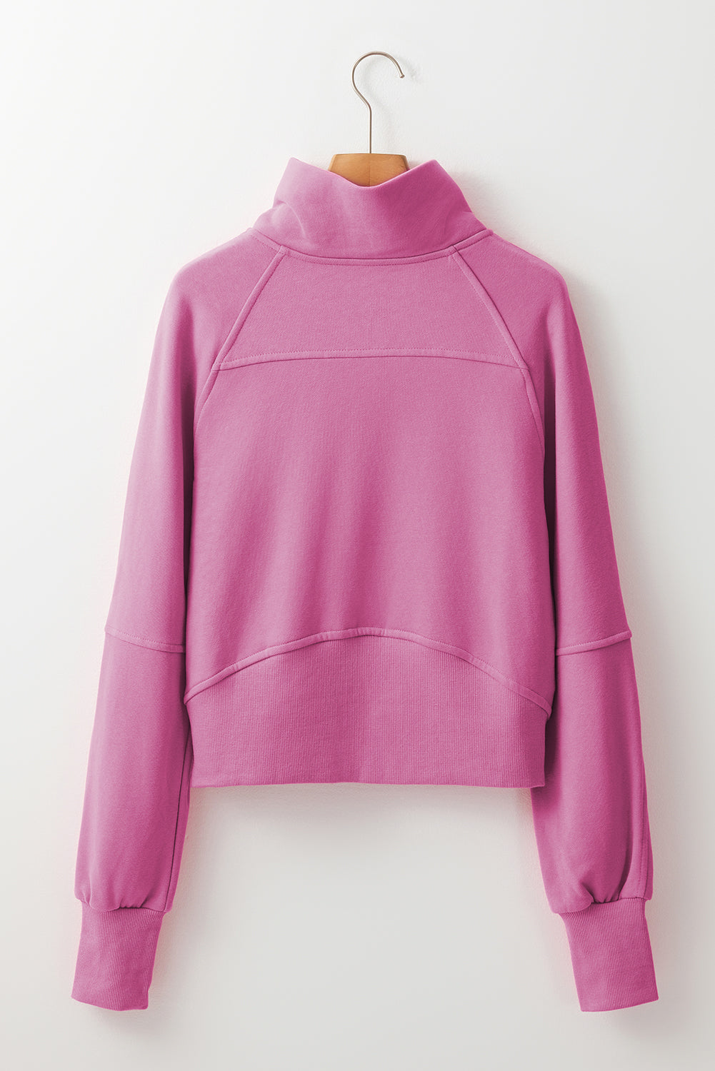 Zip Up Stand Collar Thumbhole Sleeve Sweatshirt