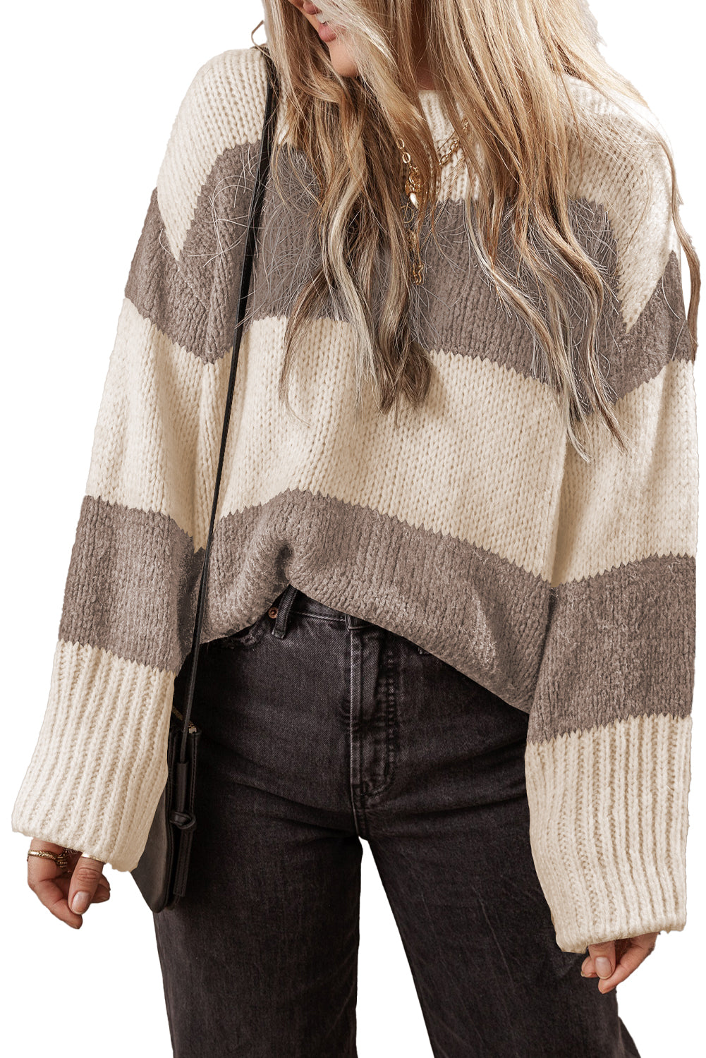 Jet Stream Colorblock Loose Pullover Sweater