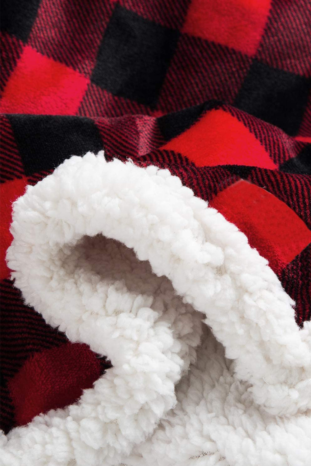 Red Buffalo Plaid Print Sherpa Large Throw Blanket