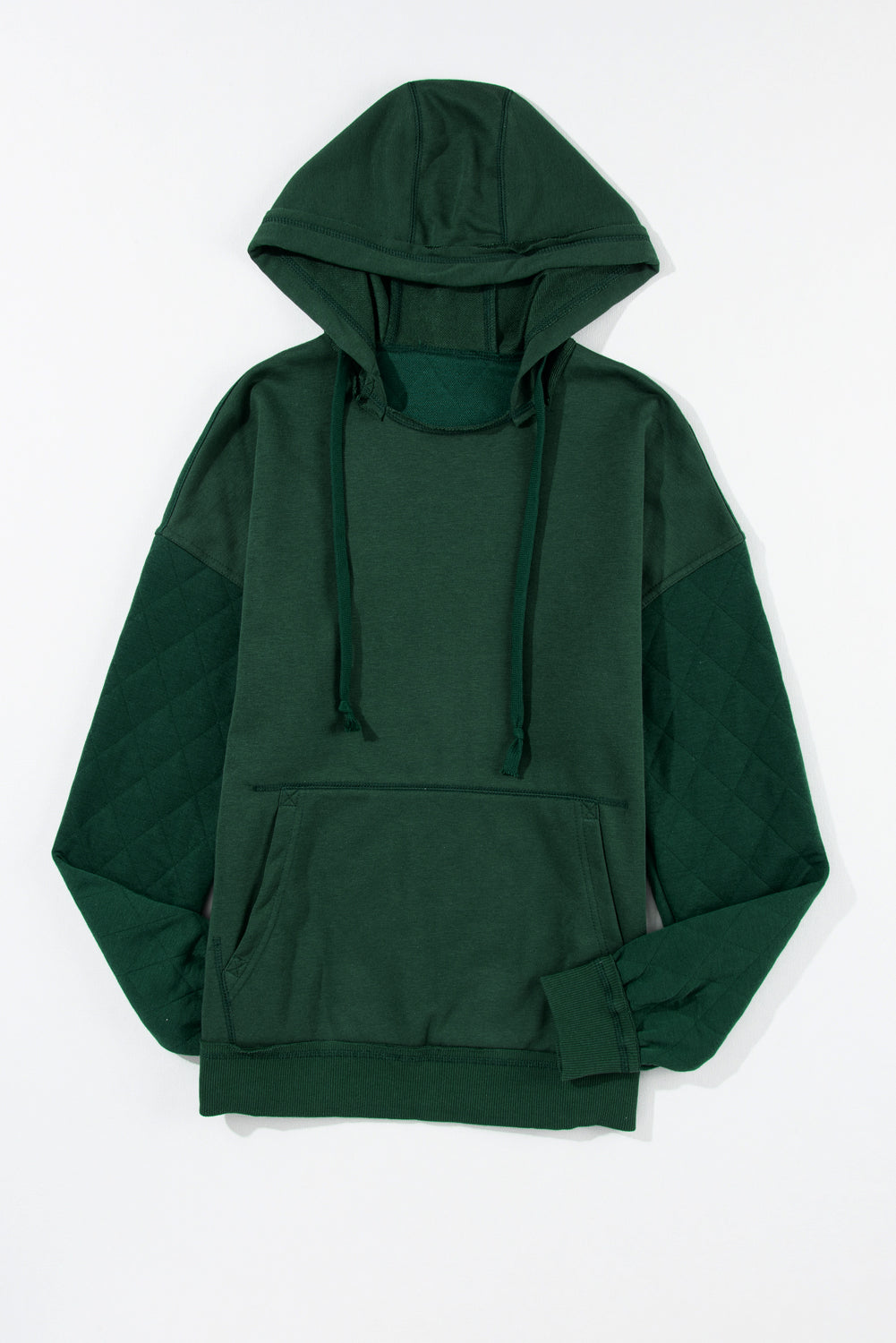 Parchment Quilted Exposed Seam Kangaroo Pocket Hoodie