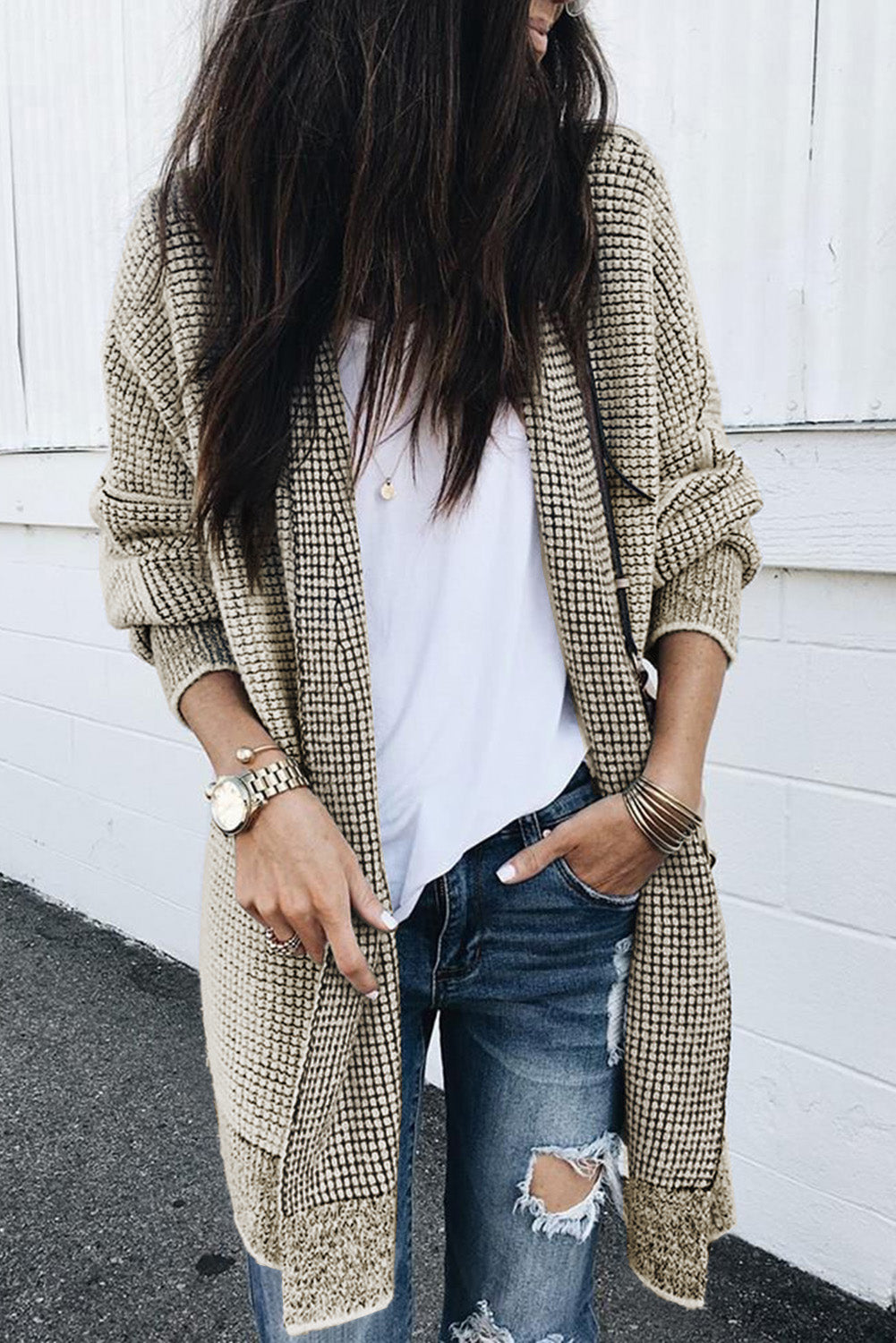 Contrast Trim Casual Knit Cardigan