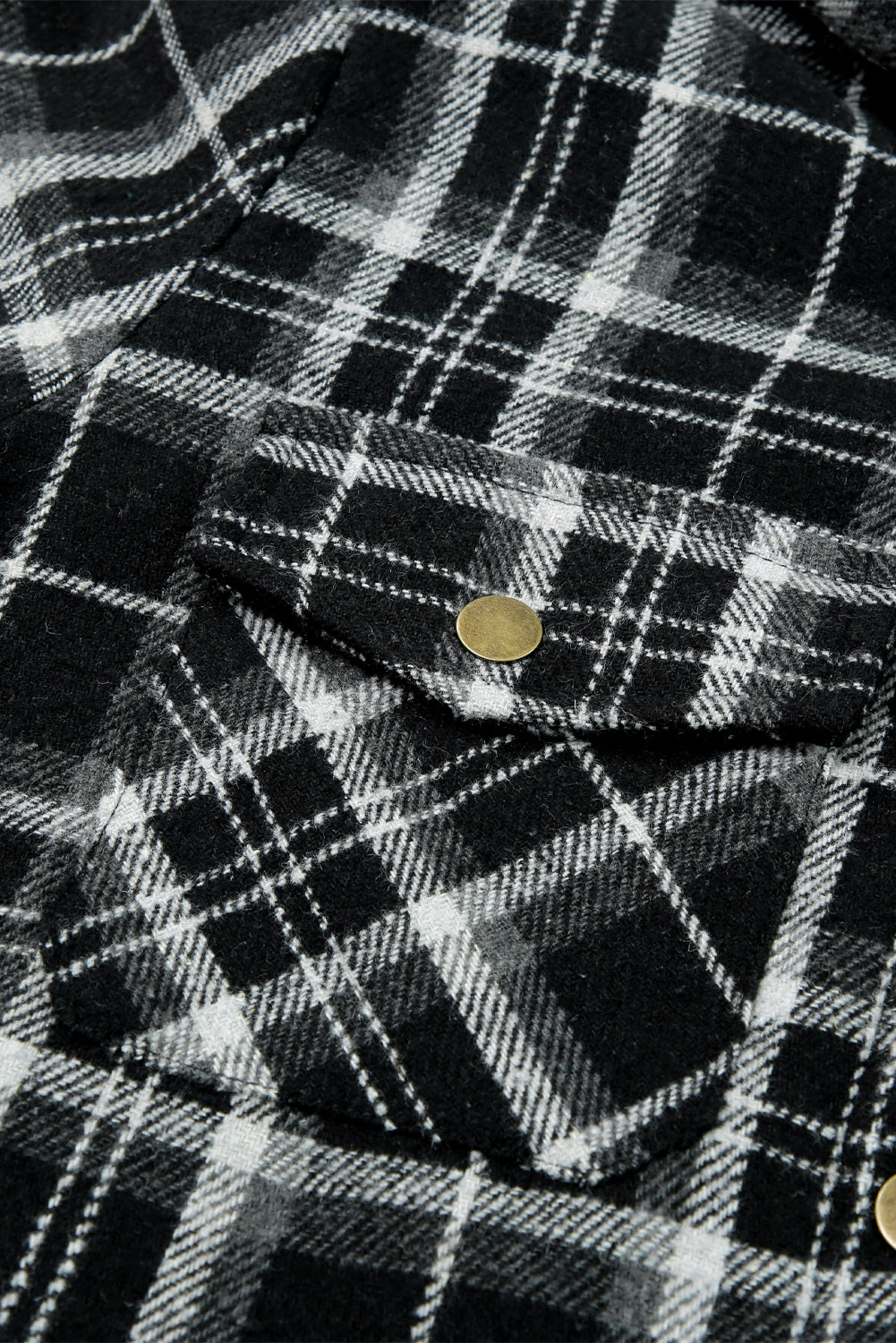 Snap Button Sherpa Lined Hooded Flannel Jacket