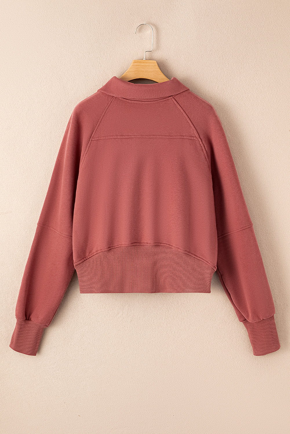 Zip Up Stand Collar Thumbhole Sleeve Sweatshirt