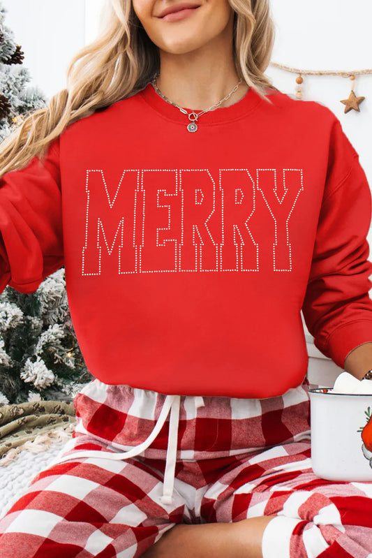 Red MERRY Letter Graphic Christmas Sweatshirt