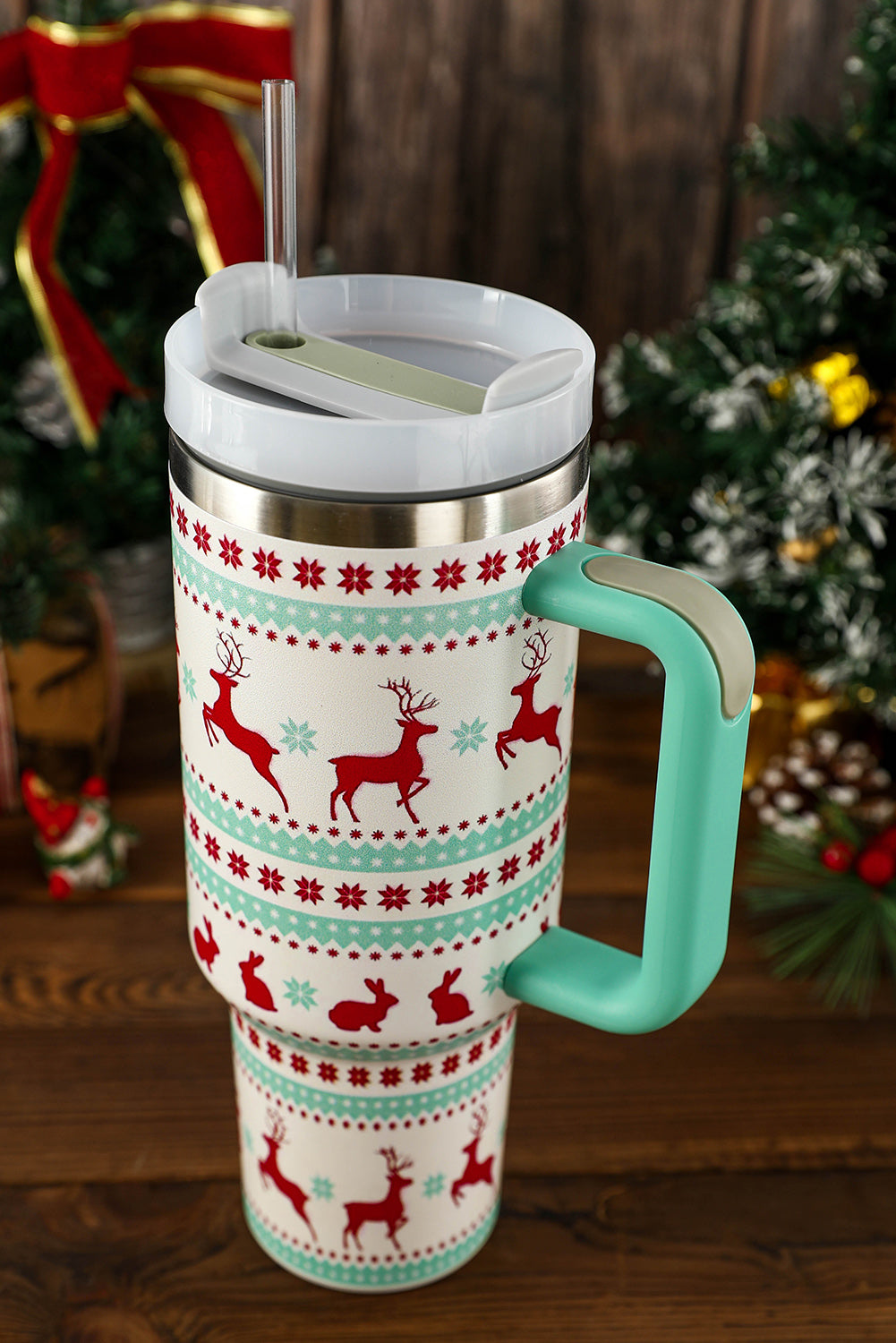 Reindeer Christmas Pattern Stainless Steel Tumbler