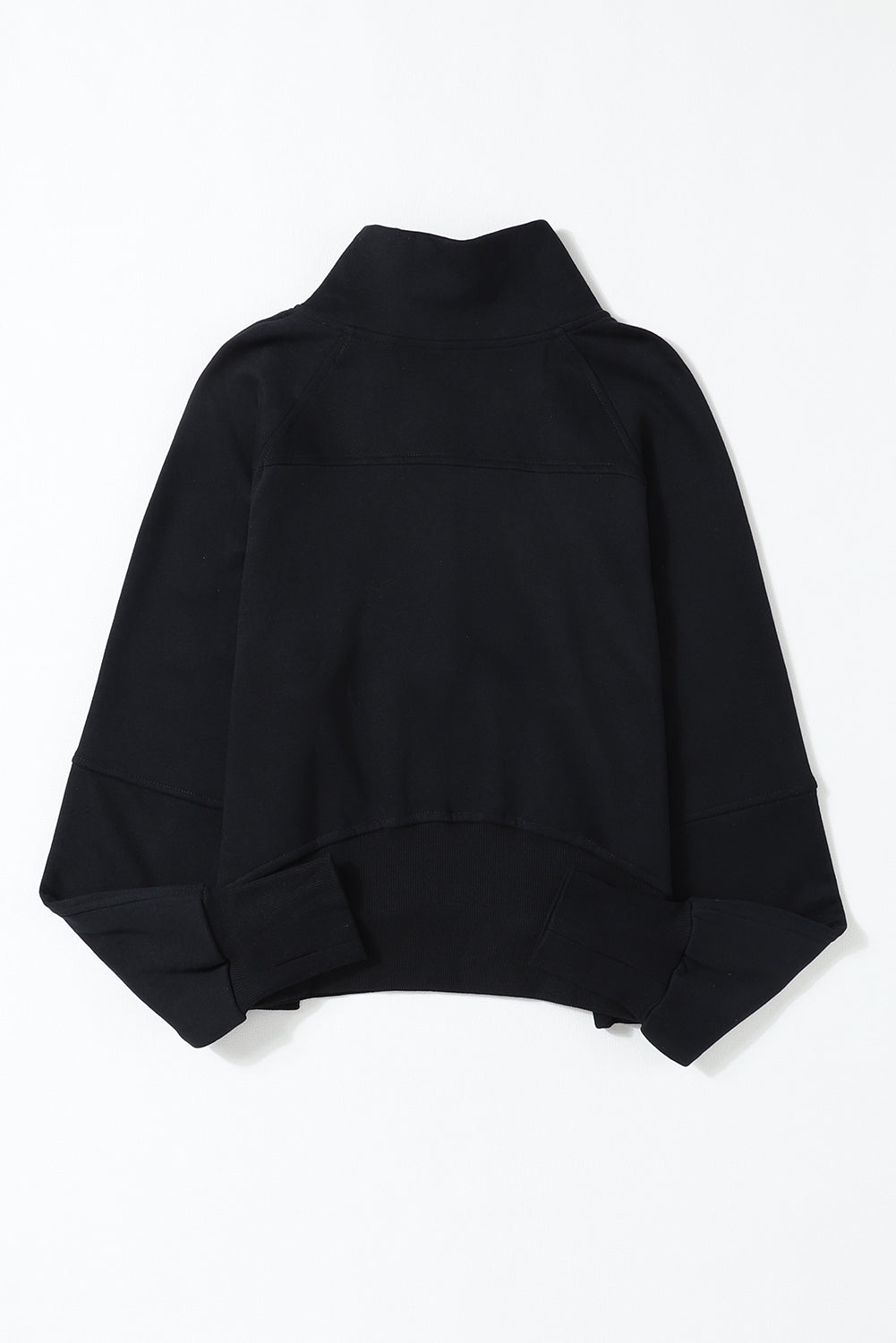 Zip Up Stand Collar Thumbhole Sleeve Sweatshirt