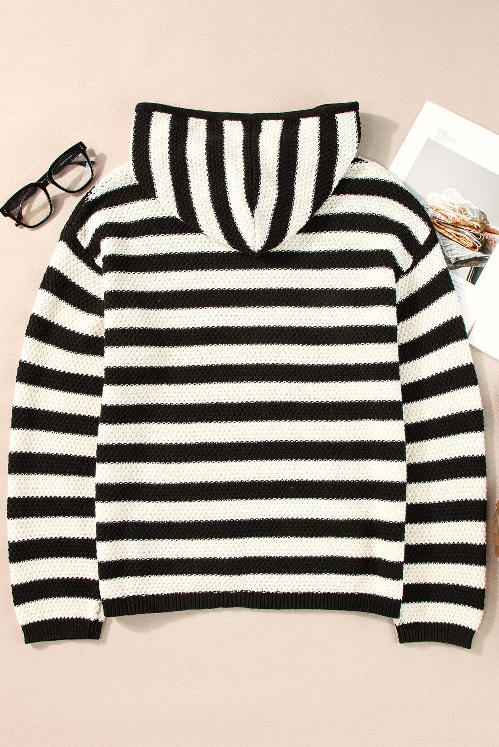 Blue Stripe Kangaroo Pocket Hooded Sweater