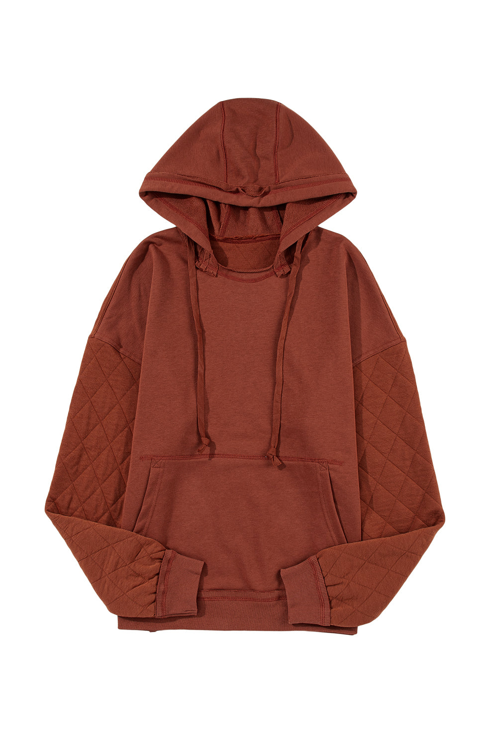 Parchment Quilted Exposed Seam Kangaroo Pocket Hoodie