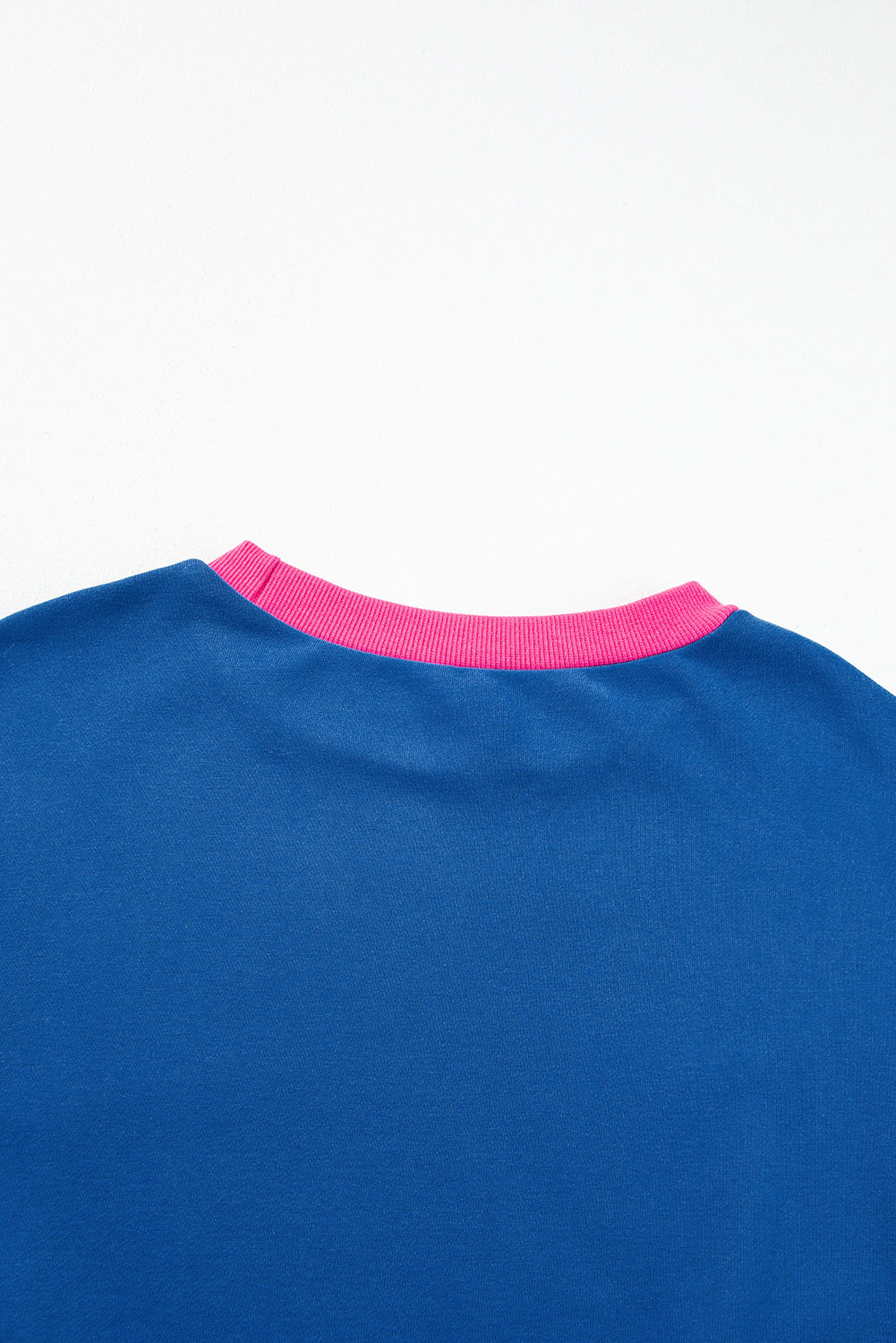 Blue Contrast Trim Bubble Sleeve Sweatshirt