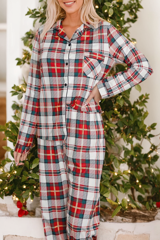 Buffalo Plaid Shirt and Pants Pajama Set