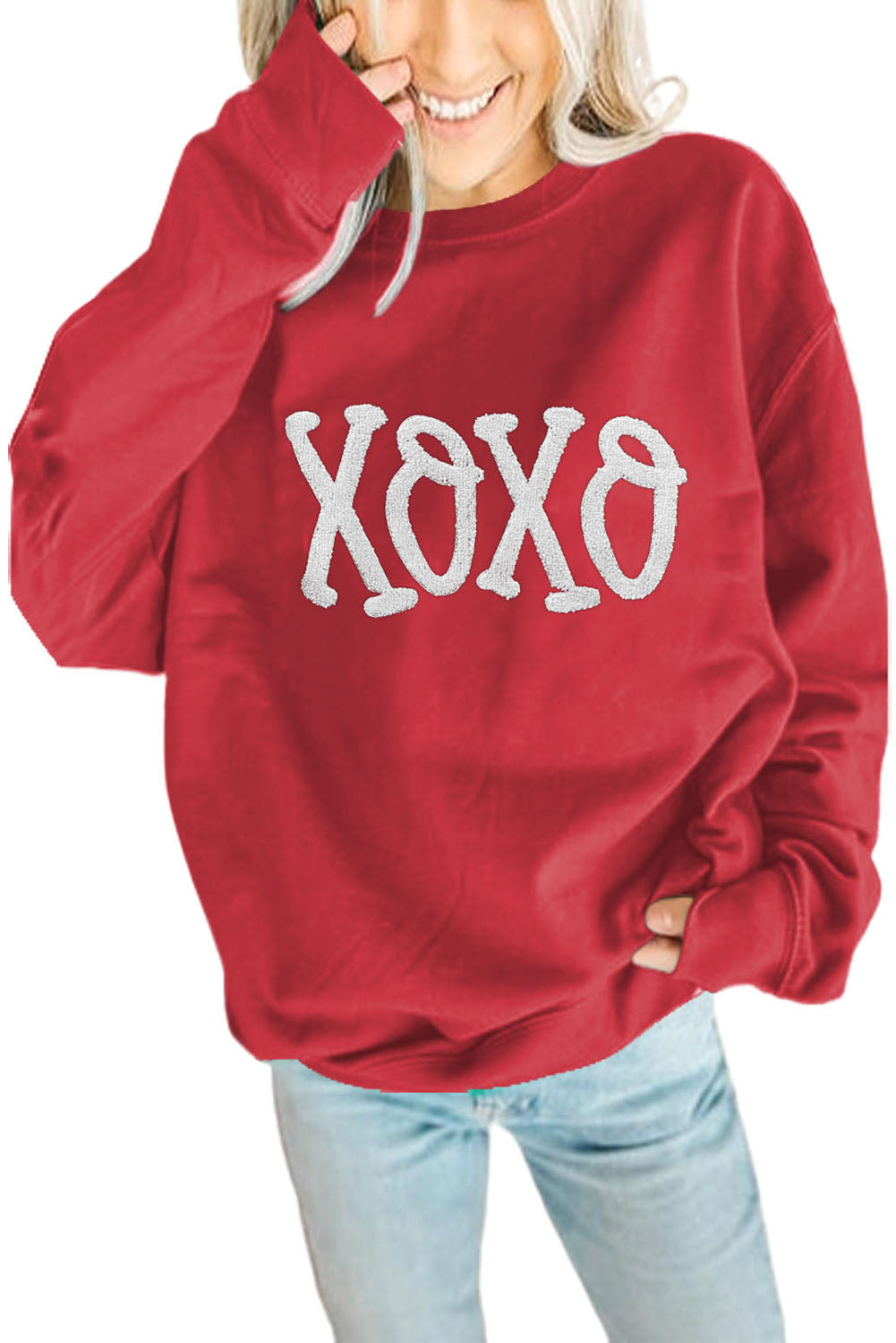 MERRY Print Drop Sleeve Pullover Sweatshirt