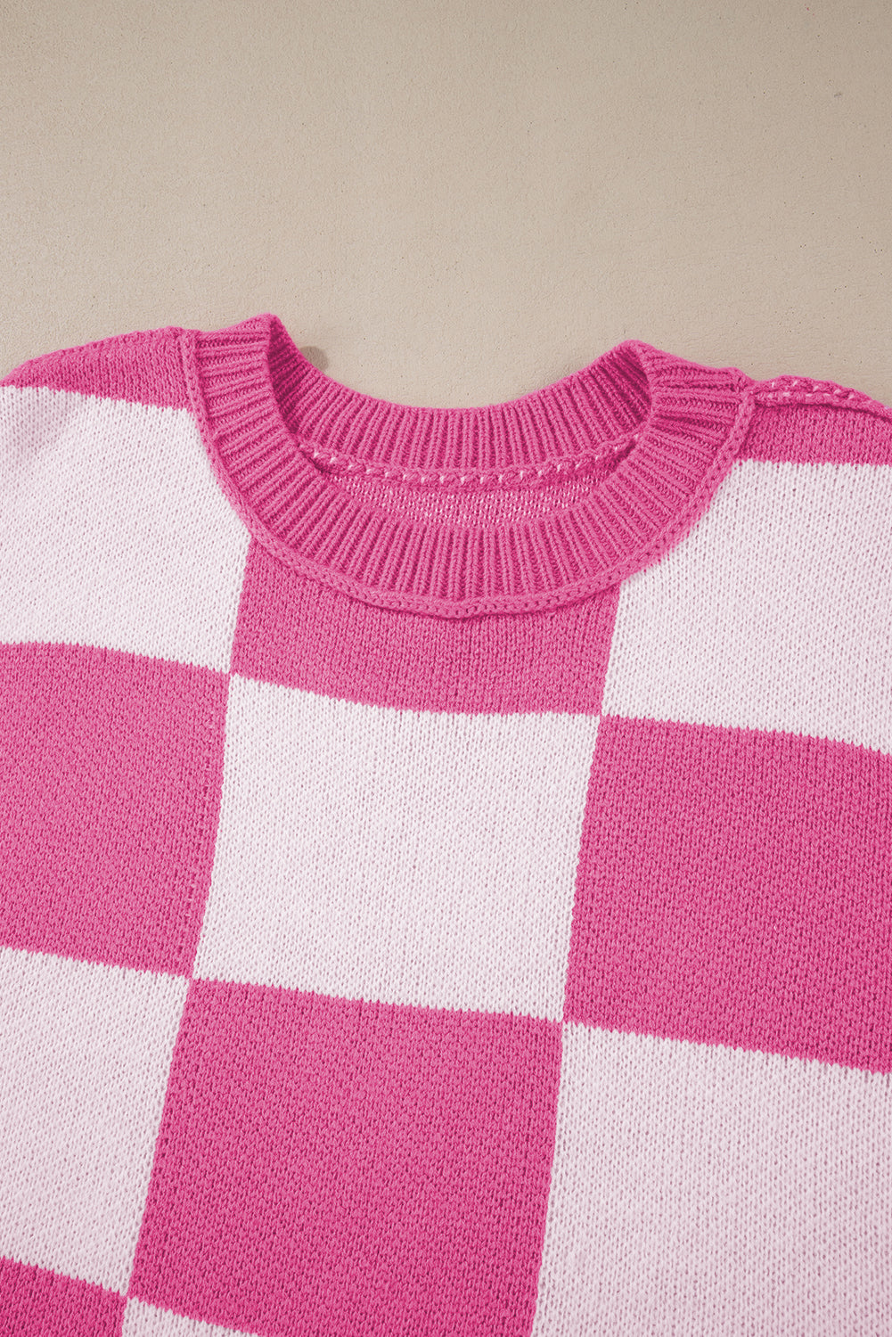 Checkered Bishop Sleeve Pullover Sweater