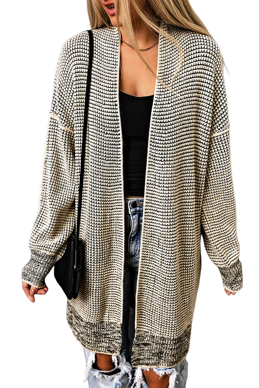 Contrast Trim Casual Knit Cardigan