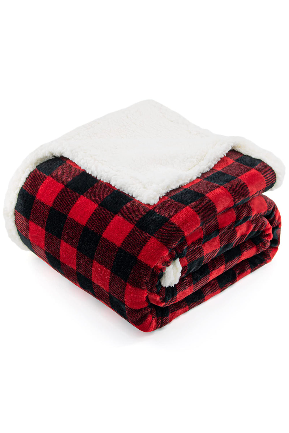 Red Buffalo Plaid Print Sherpa Large Throw Blanket