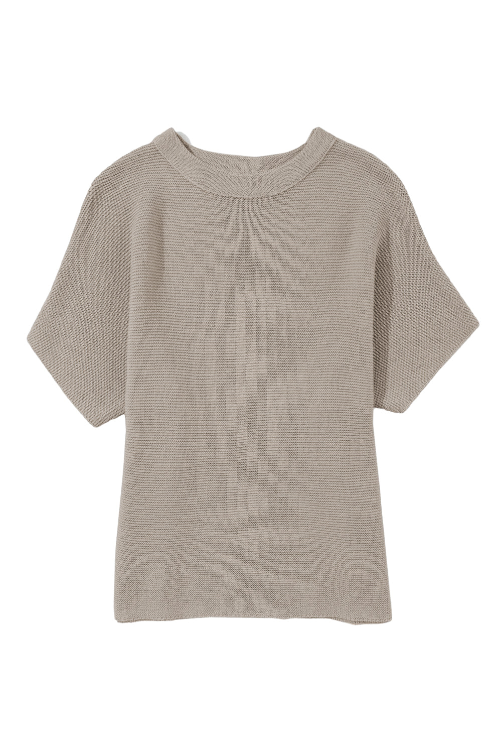 Coffee Mock Neck Short Batwing Sleeve Sweater