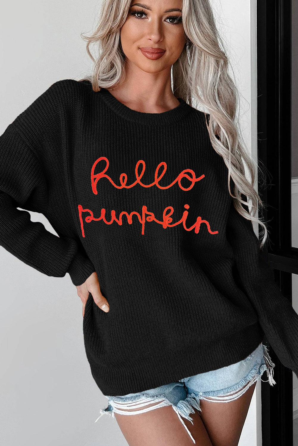 Flamingo Hello Pumpkin Graphic Sweater