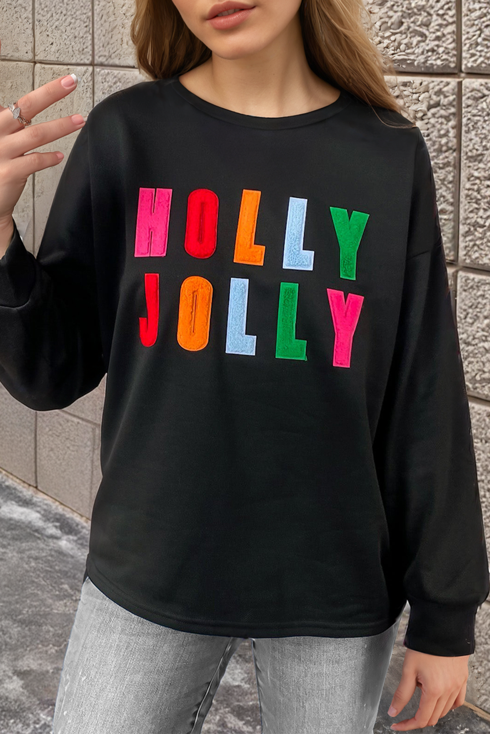 Holly Jolly Graphic Long Sleeve Top