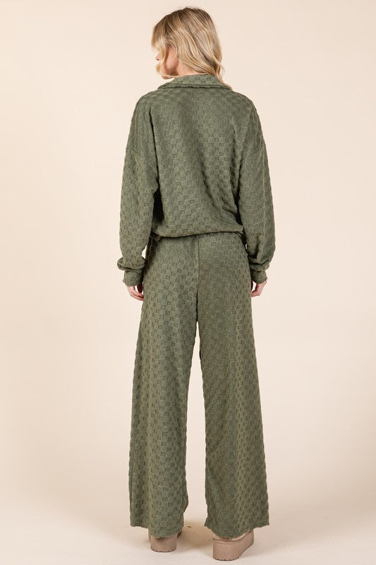 BOMBOM Tied Checkered Wide Leg Pants