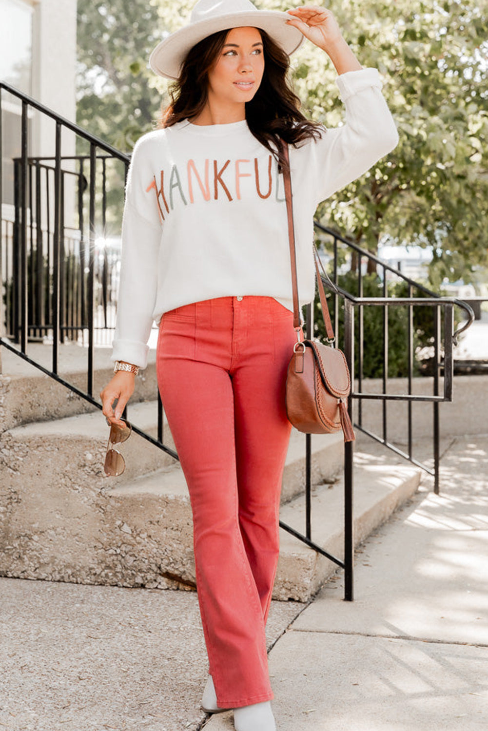 White Thankful Ivory Embroidered Sweater