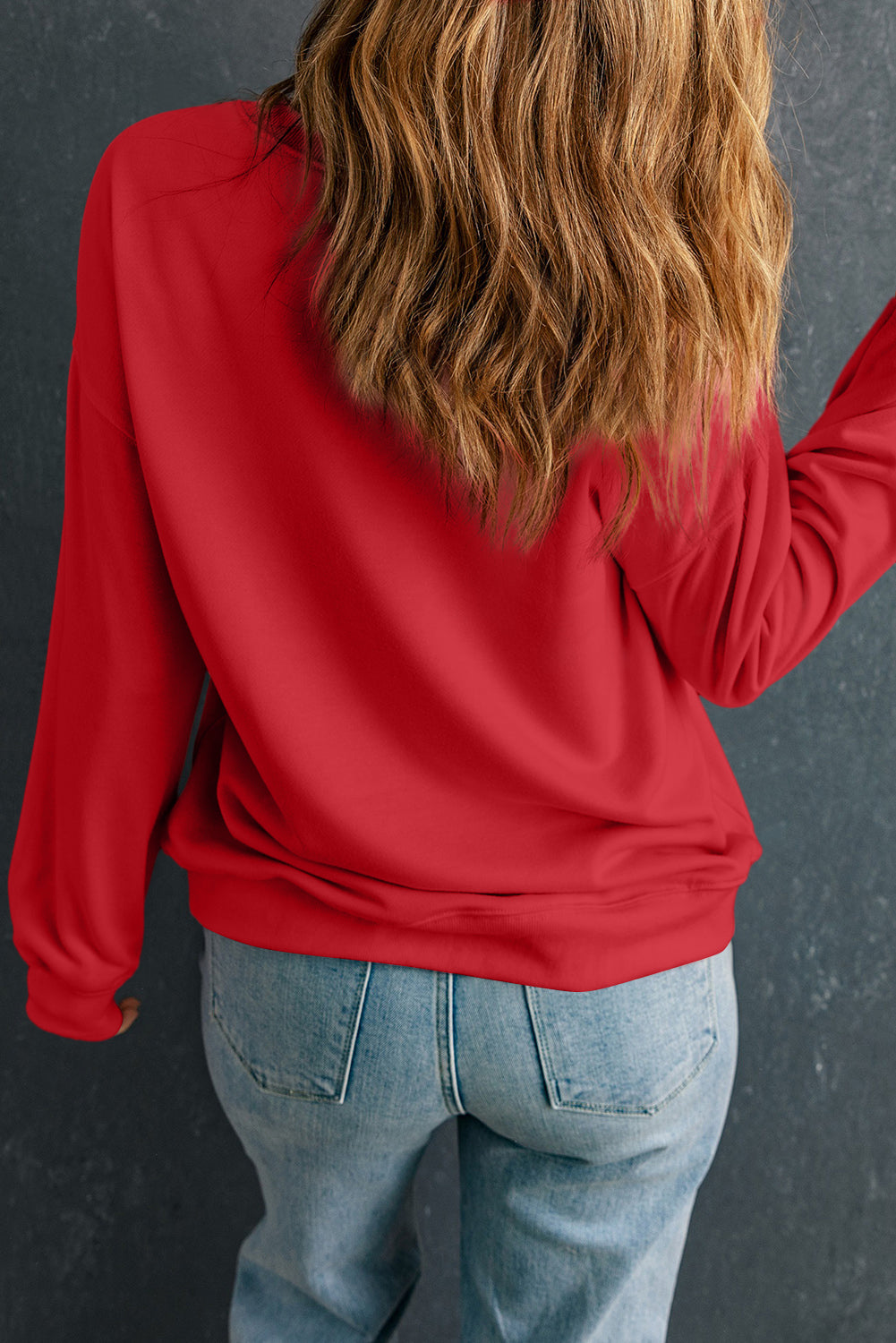 Red MERRY BRIGHT Drop Shoulder Crewneck Sweatshirt