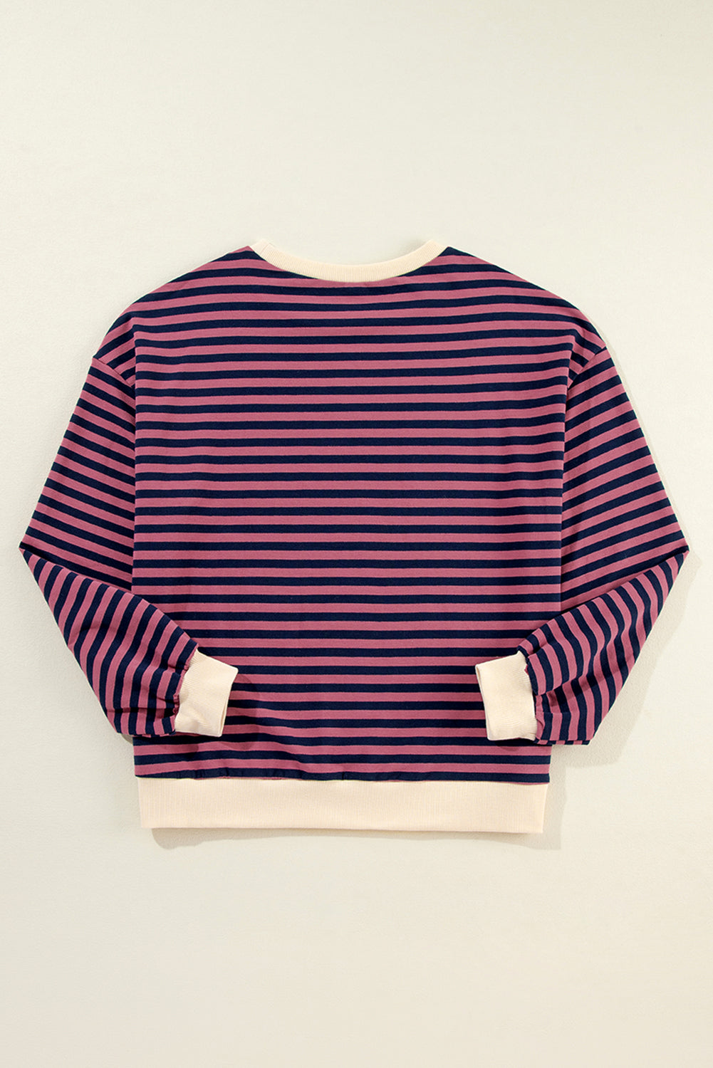 Red Stripe Contrast Edge Oversized Pullover