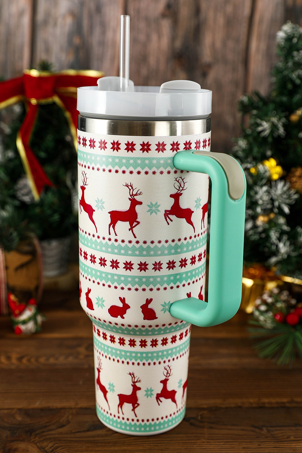 Reindeer Christmas Pattern Stainless Steel Tumbler