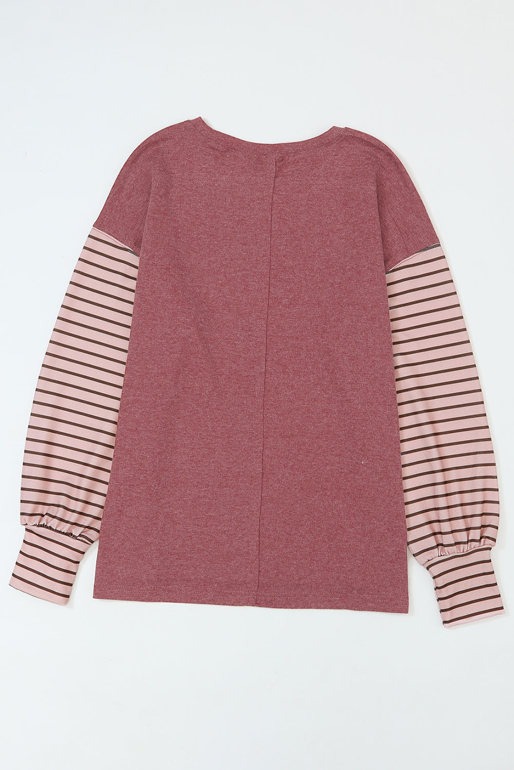 Colorblock Striped Bishop Sleeve Top with Side Slits