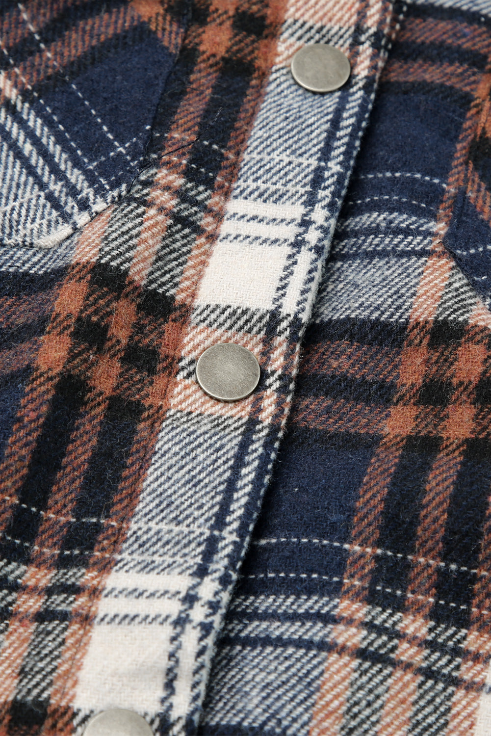 Snap Button Sherpa Lined Hooded Flannel Jacket