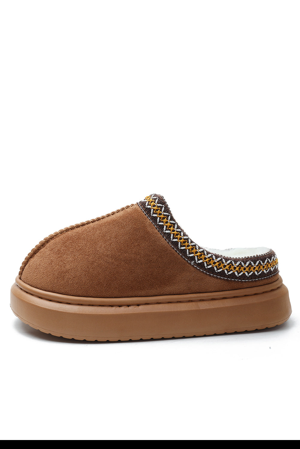 Suede Plush Lined Thick Sole Winter Slippers