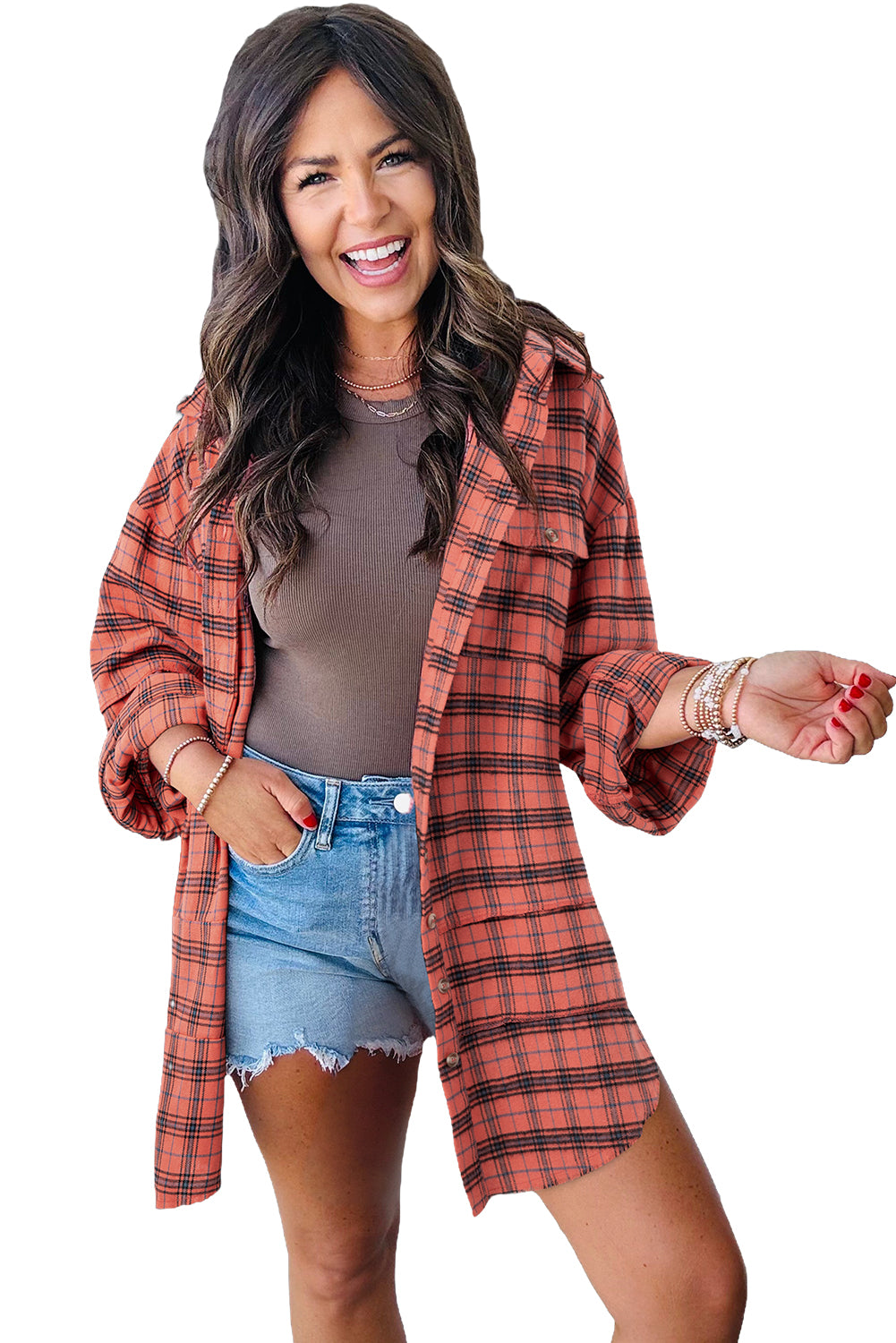 Trendy Plaid Long Sleeve Collar Shirt