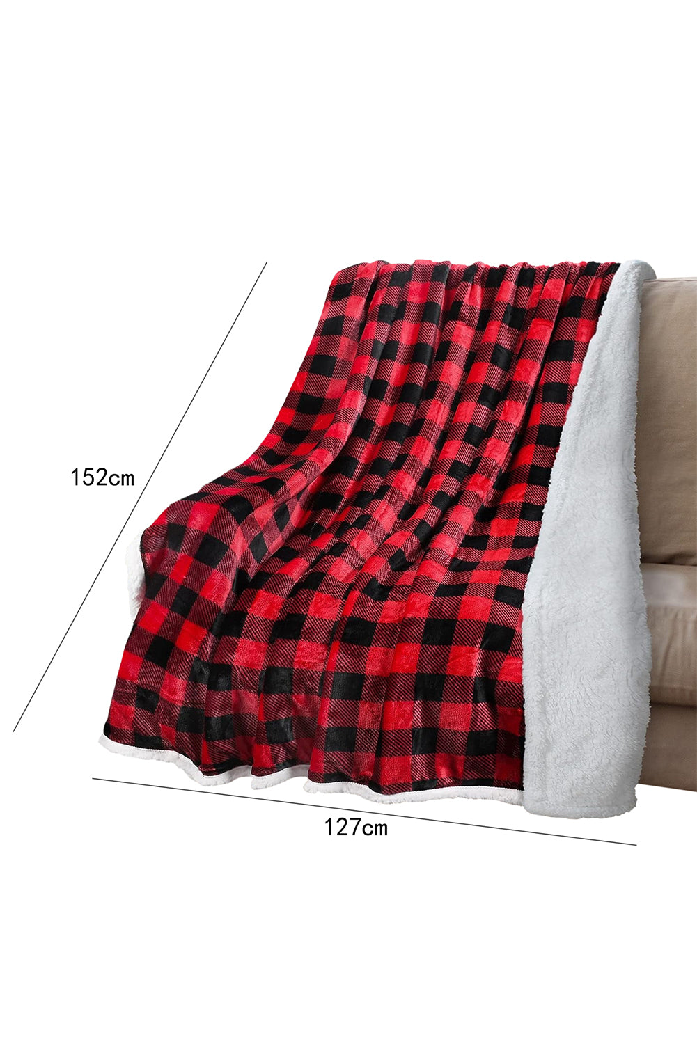 Red Buffalo Plaid Print Sherpa Large Throw Blanket