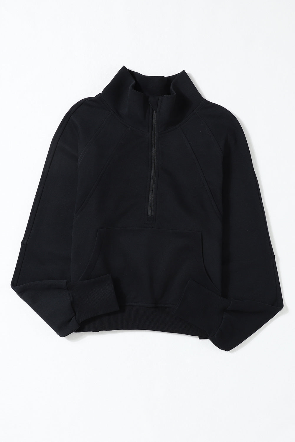 Zip Up Stand Collar Thumbhole Sleeve Sweatshirt