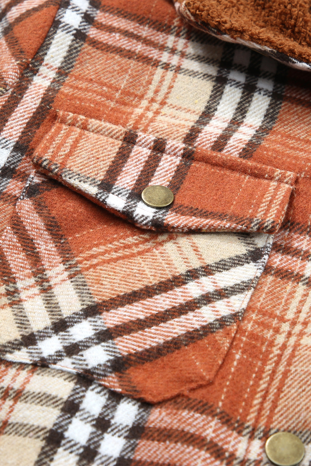 Snap Button Sherpa Lined Hooded Flannel Jacket