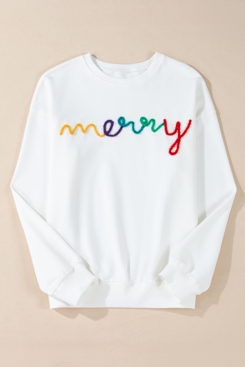 MERRY Print Drop Sleeve Pullover Sweatshirt