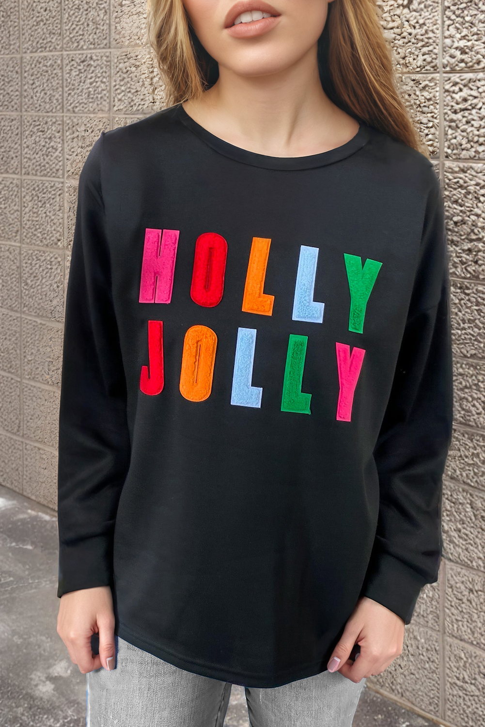 Holly Jolly Graphic Long Sleeve Top