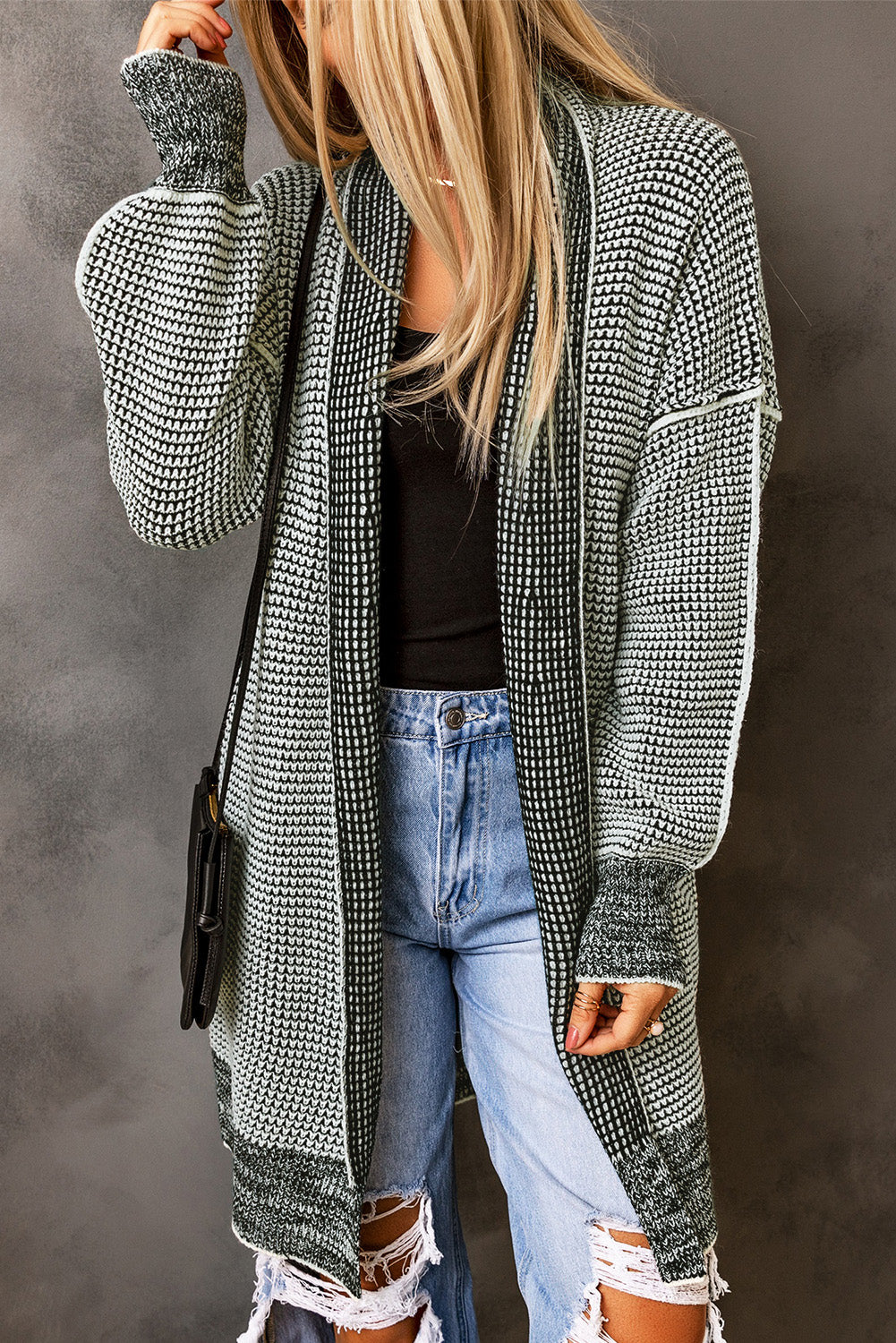 Contrast Trim Casual Knit Cardigan