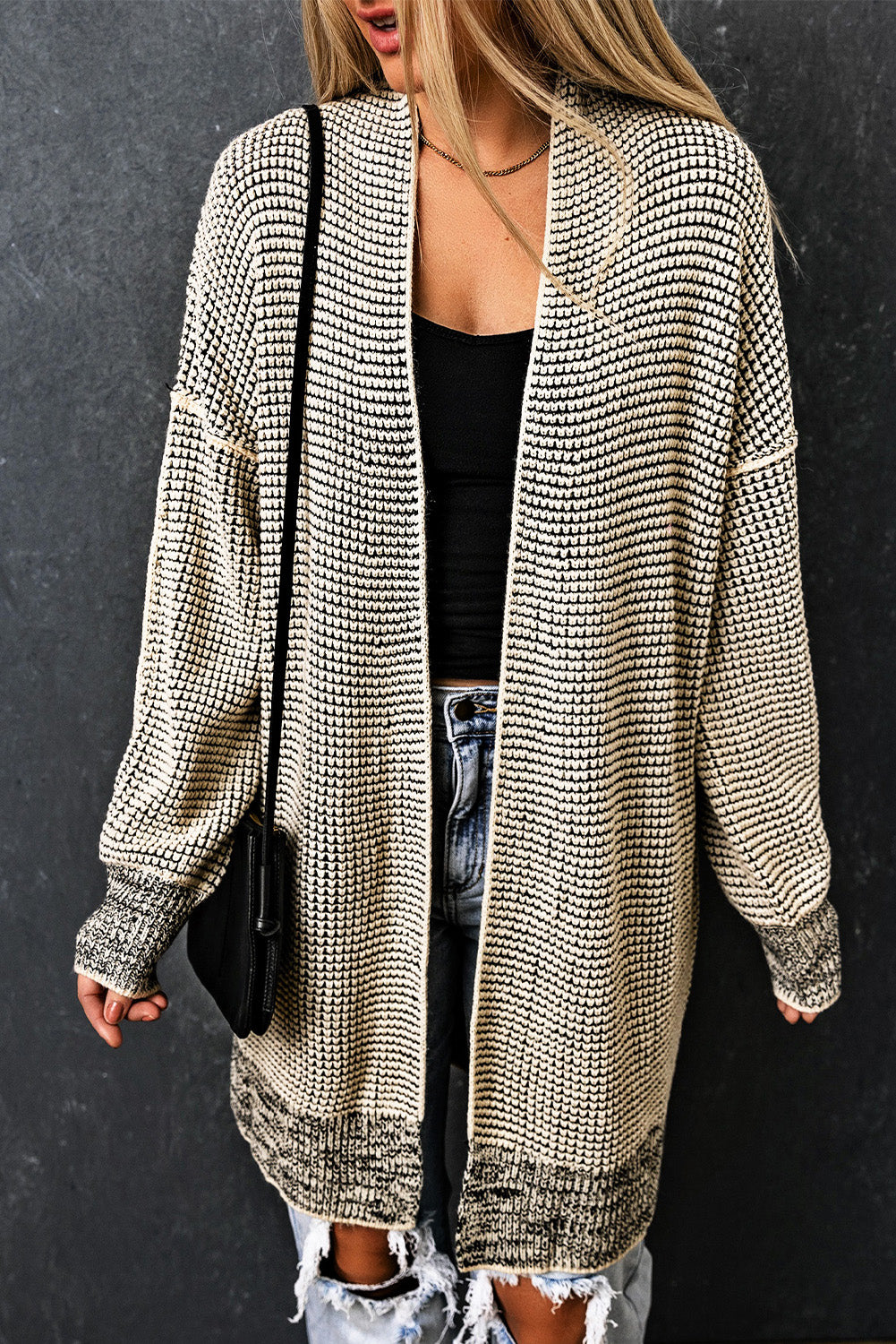 Contrast Trim Casual Knit Cardigan