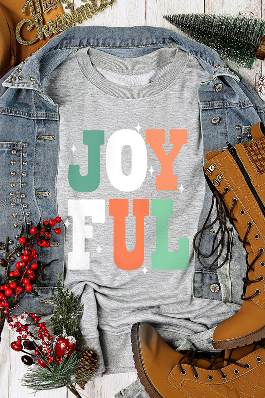 Gray JOYFUL Christmas Wish Printed Sweatshirt