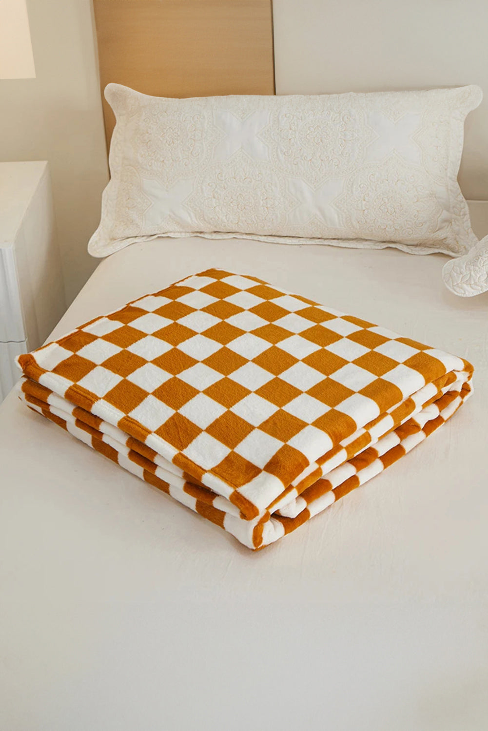 Yellow Checkerboard Printed Soft Throw Blanket