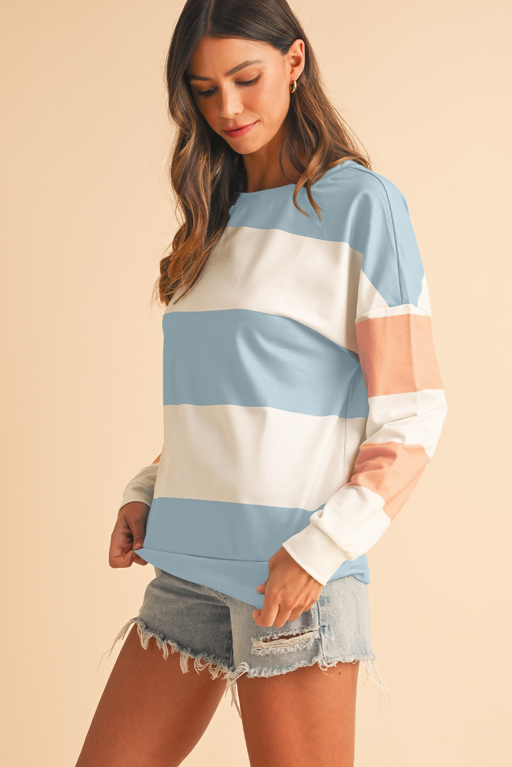 Rose Red Colorblock Drop Sleeve Top