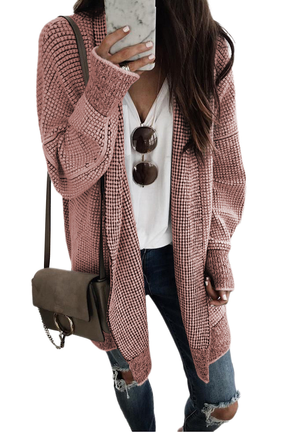 Contrast Trim Casual Knit Cardigan