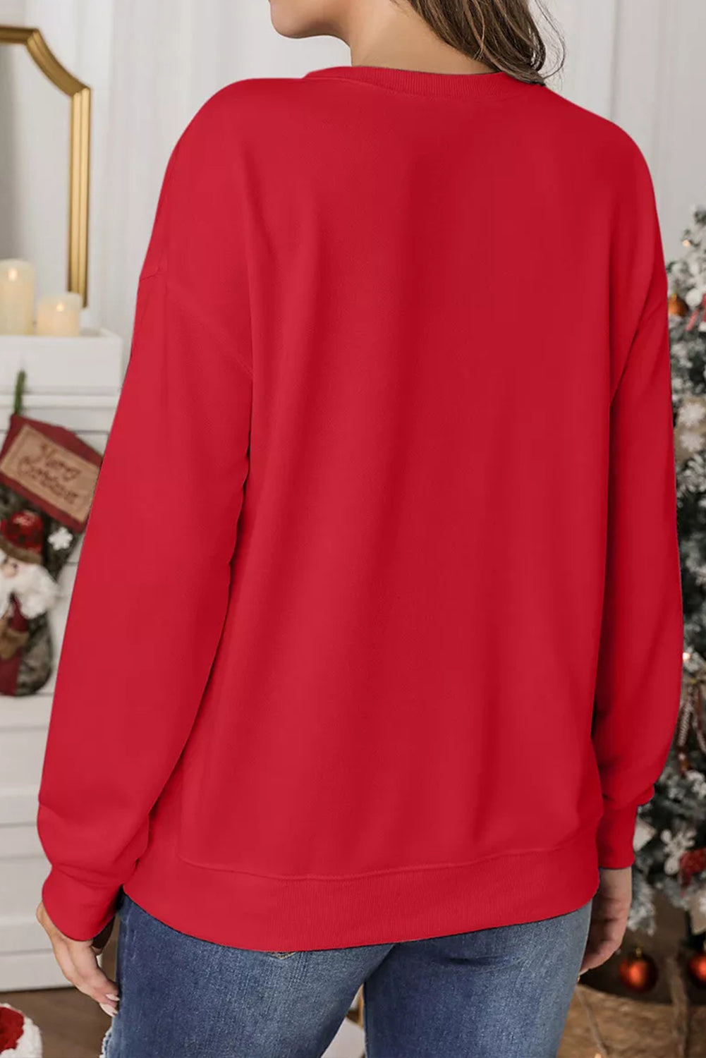 Red MERRY Letter Graphic Christmas Sweatshirt