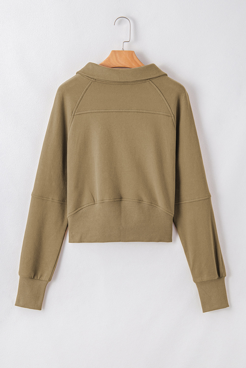 Zip Up Stand Collar Thumbhole Sleeve Sweatshirt