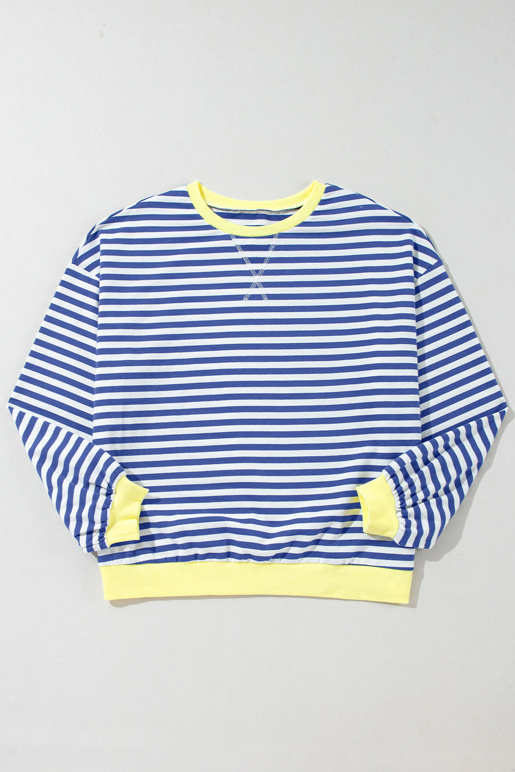 Red Stripe Contrast Edge Oversized Pullover