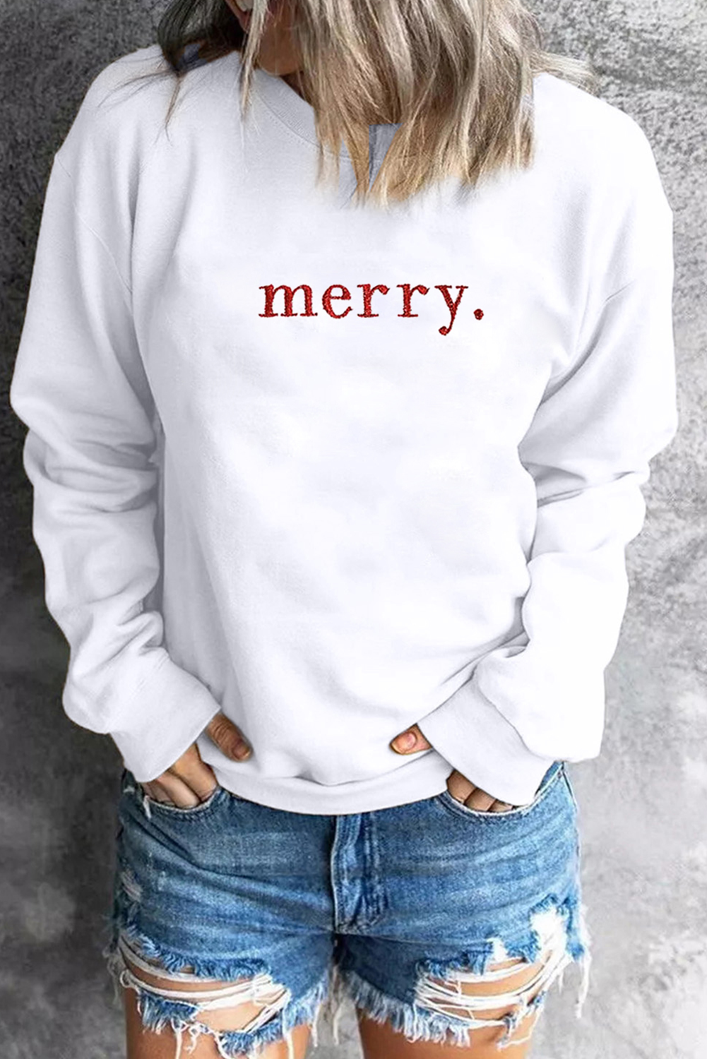 Merry Graphic Embroidered Crewneck Sweatshirt